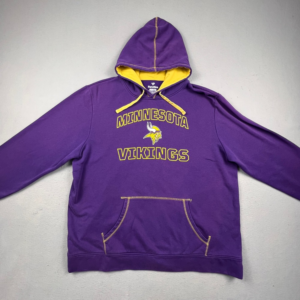 Fanatics Minnesota Vikings Hoodie Mens 2XL Purple Gold Pullover NFL Football Fan